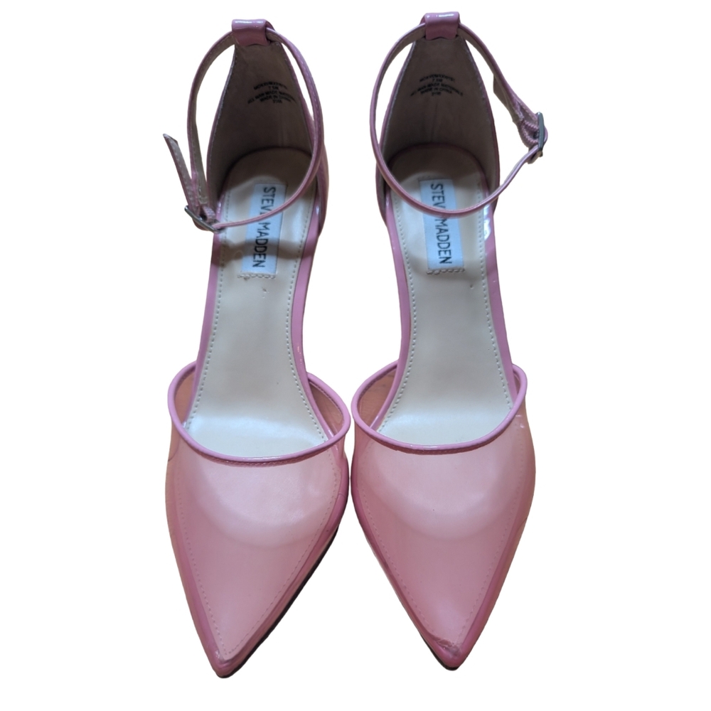 Steve Madden Moxxi Clear Pink Ankle Strap Heels Size 7.5